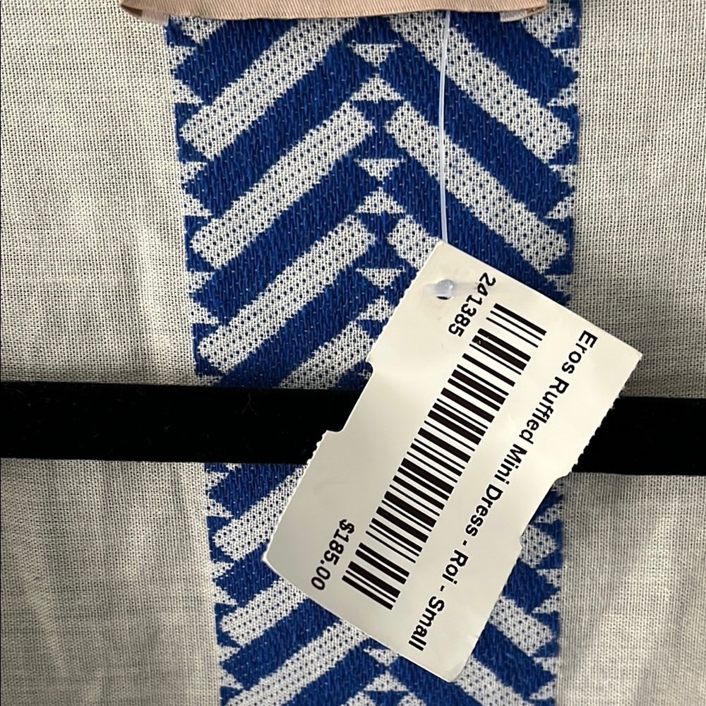 Blue and White Patterned Wrap Dress - Picture 3 of 5